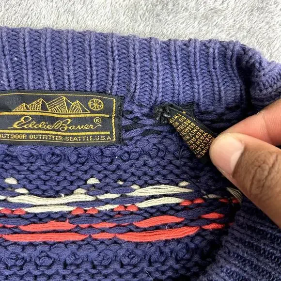 Vintage Eddie Bauer Sweater Women's L Bold Patterned Outdoor Layers - Picture 6 of 16